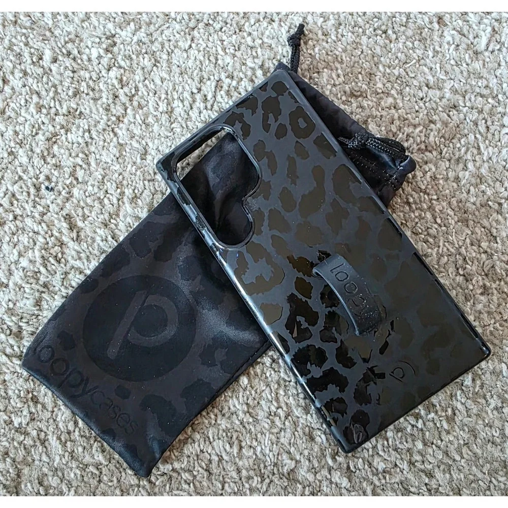 Loopy Grip Case Samsung Galaxy S23 Ultra Midnight Leopard Black Animal Print